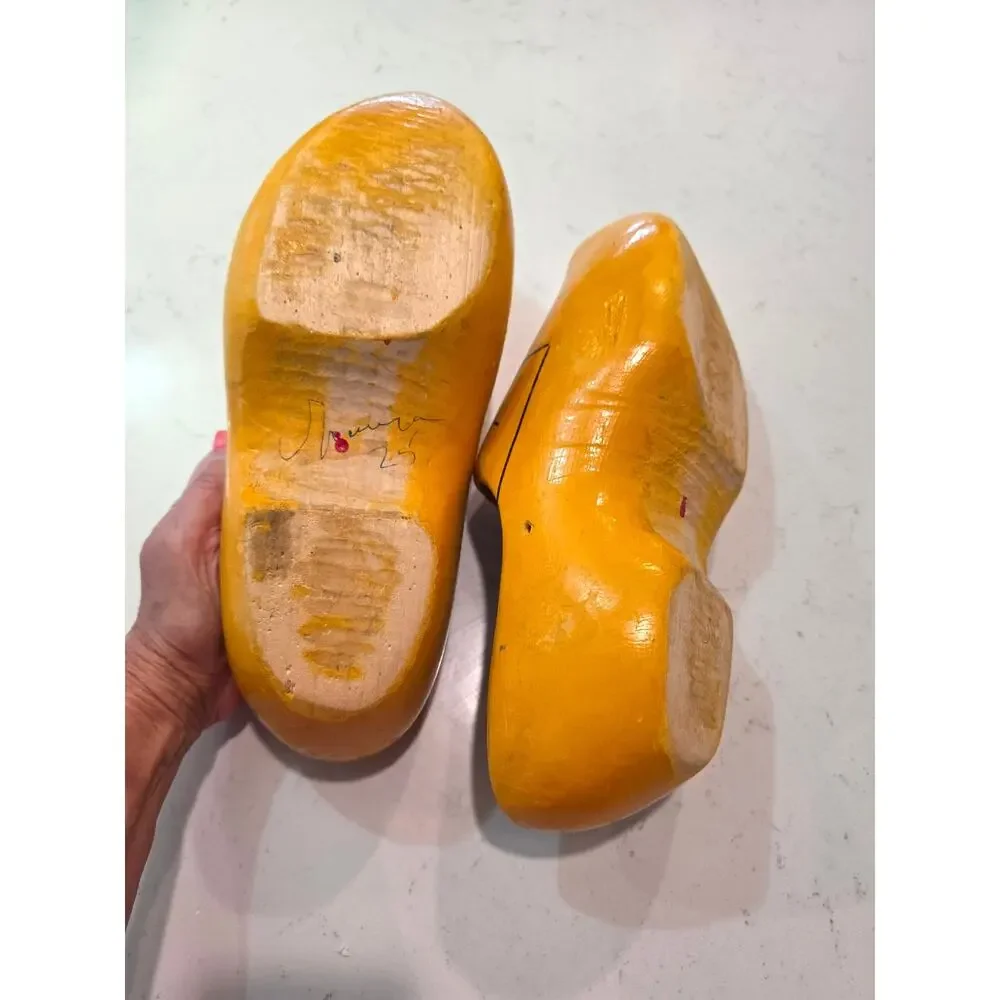 Vintage Hand painted Dutch Wooden Clog Shoes